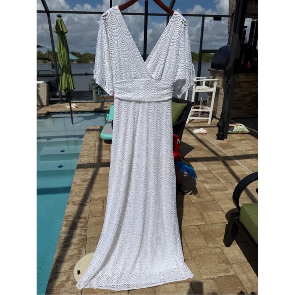 Lilly Pulitzer Parigi White Scalloped Lace Flutter Sleeve Maxi Dress Small - Picture 3 of 16